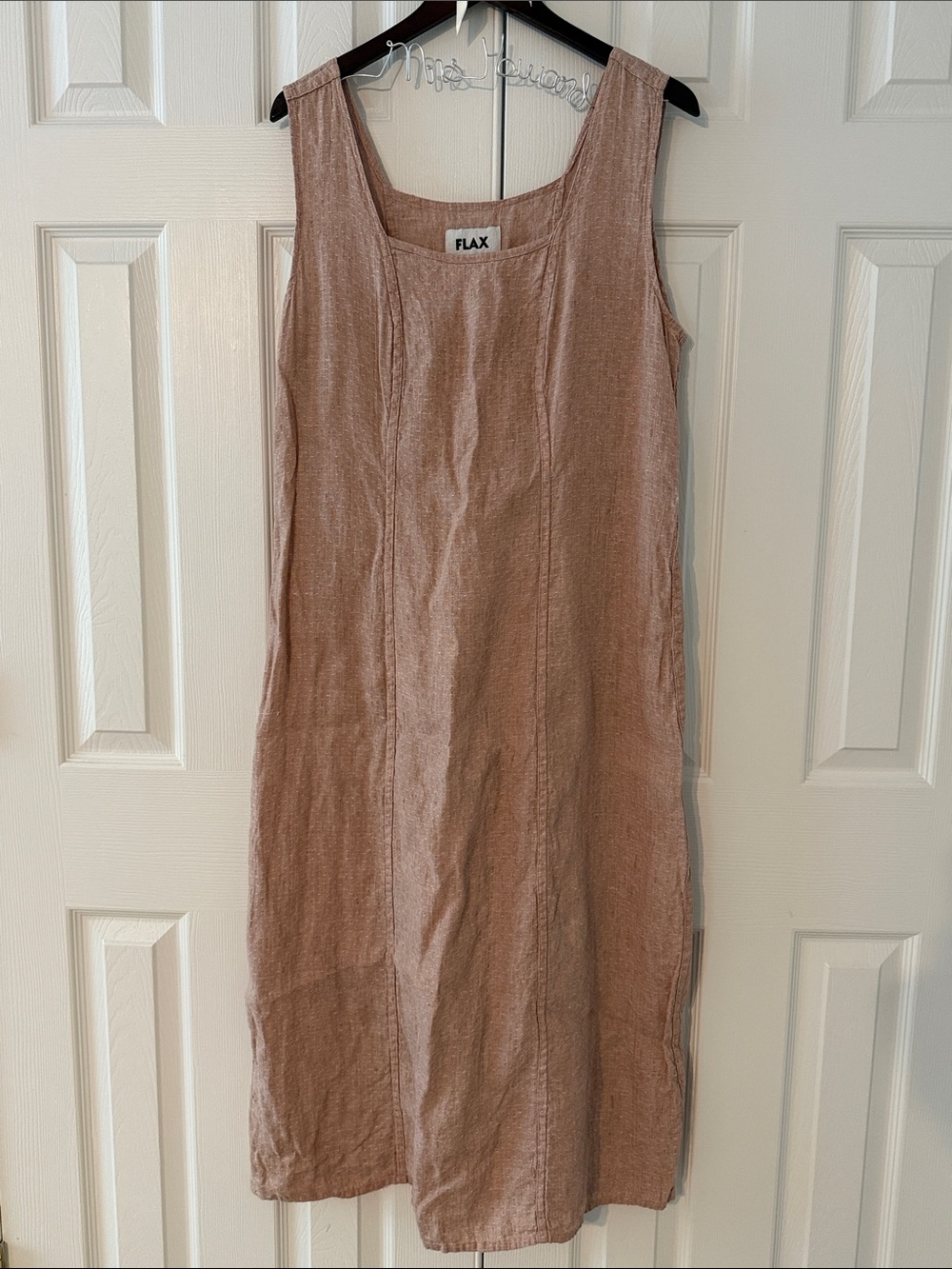 FLAX Linen Maxi Dress Women’s Large Sleeveless Minimal Lagenlook Textured Beachy